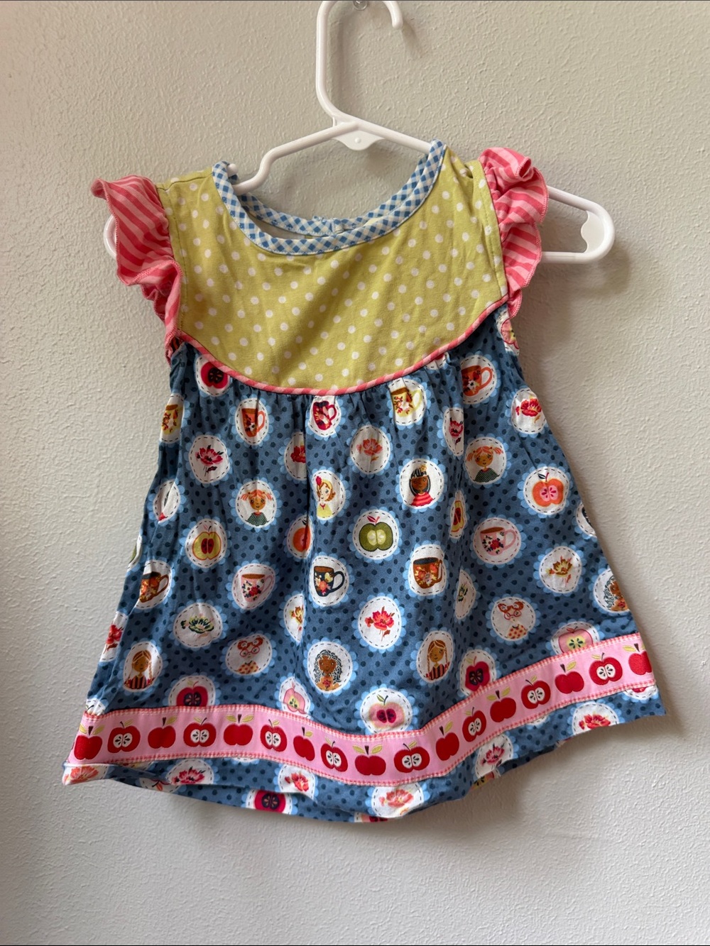 Matilda Jane Yellow Polka Dot Dress with Blue Trim